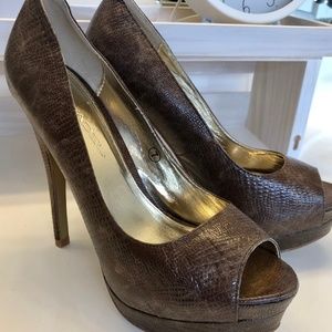 Brown, Peep toe Heels